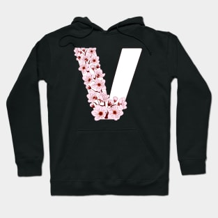 Colorful capital letter V patterned with sakura twig Hoodie